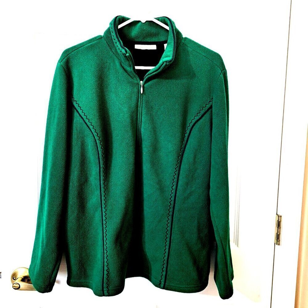 Coldwater Creek Women's L Emerald Green 1/2 Zip Long Sleeve Polar Fleece Top